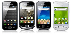 Samsung Galaxy Ace, Galaxy Fit, Galaxy Gio och Galaxy mini