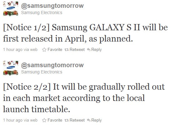 Samsung:s twittrande för Galaxy S2