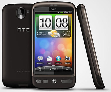 HTC Desire i olika vinklar