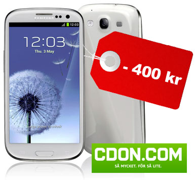 400 kr rabatt på Samsung Galaxy S III just nu på CDON